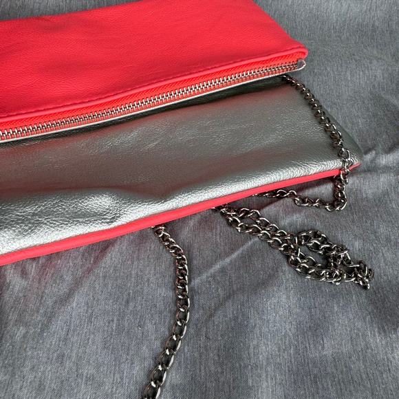 H&M Pink/Silver Fold Over Buttoned Going Out Crossbody Bag - Picture 5 of 7